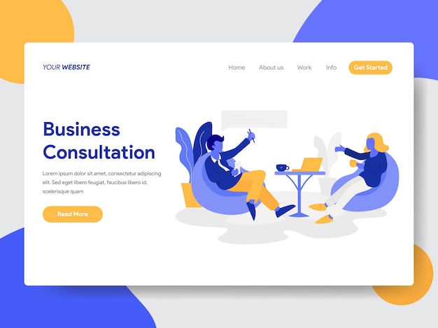 Businessman doing Business Consultation Illustration for Website Page