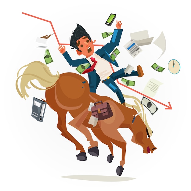 Businessman fall from riding horse 