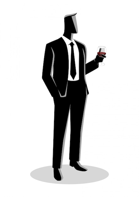 Businessman in formal suit holding a glass of wine