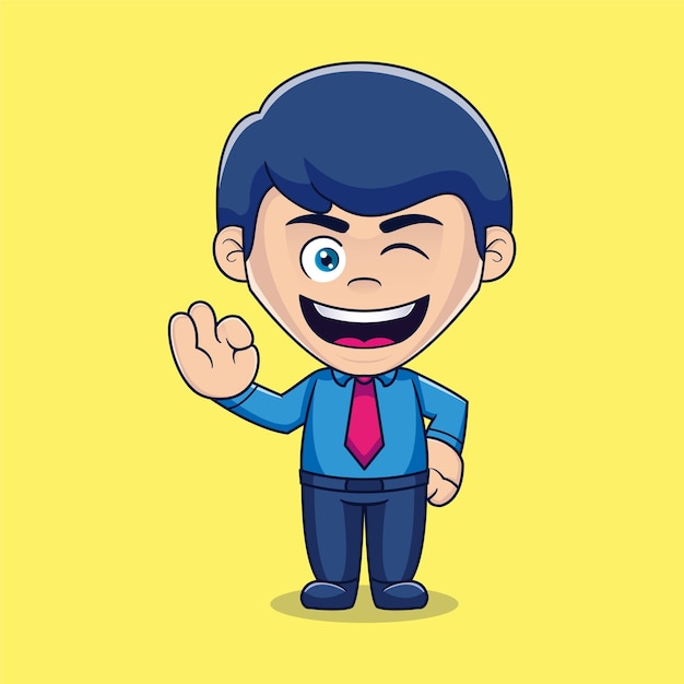 Businessman gesturing Ok and winking