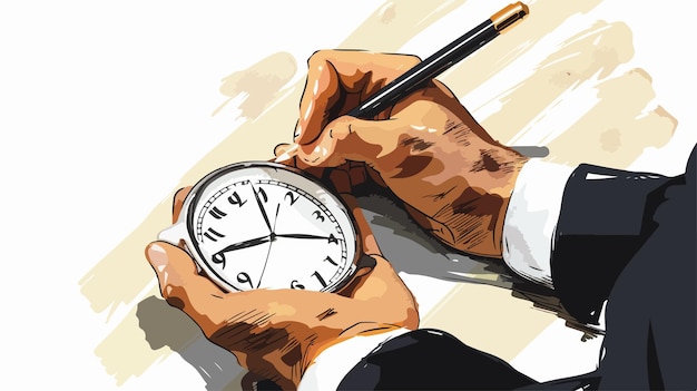 Vector businessman hand drawing time concept