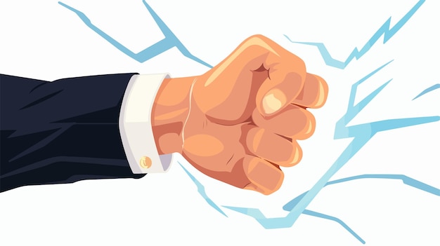 Vector businessman hand holding lightning bolt closeup