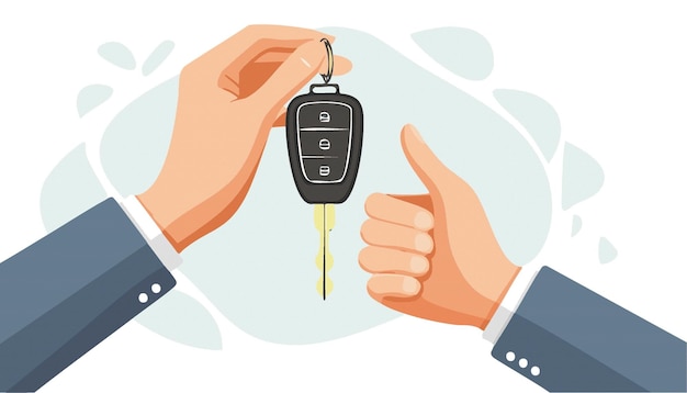 Businessman hold car key on white Vector illustration Clipart image