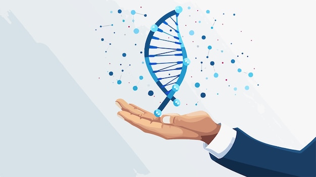 Businessman Holding DNA Molecule Concept Flat