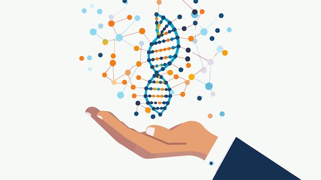 Businessman Holding DNA Molecule Concept Flat