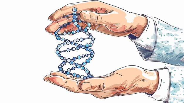 Businessman Holding DNA Molecule Concept in Hand