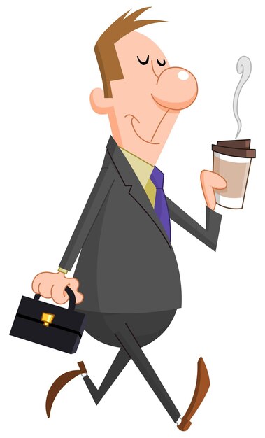 Vector businessman holding a paper coffee cup