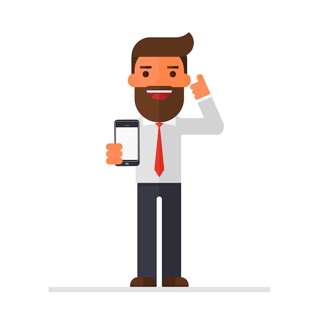 businessman holding smart phone