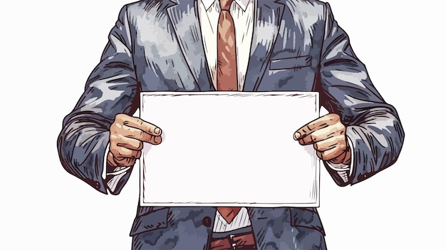 Businessman Holding White Blank Arrow Professional Concept