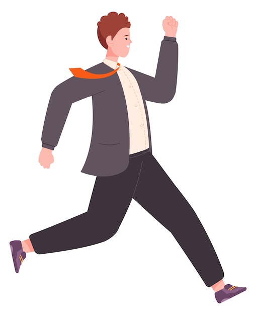 Businessman hurrying Career race Rush to success