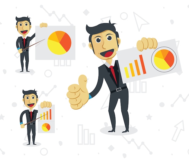 Businessman Illustration. Businessman with a chart and diagram.