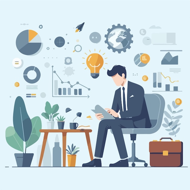 Businessman illustration flat design concept