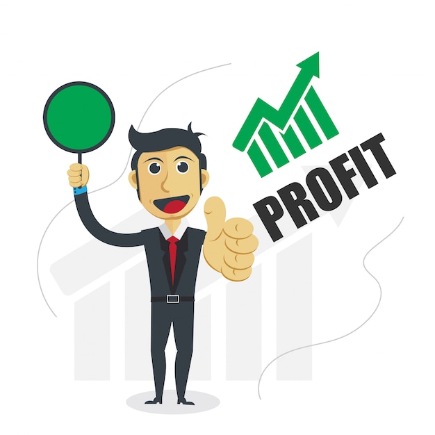 Businessman Illustration with Profit Progress Concept.