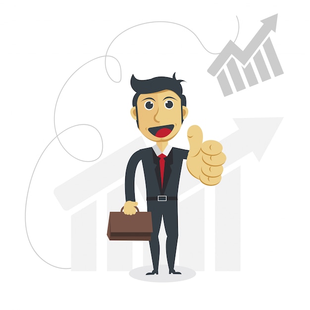 Businessman Illustration with Profit Progress Concept.