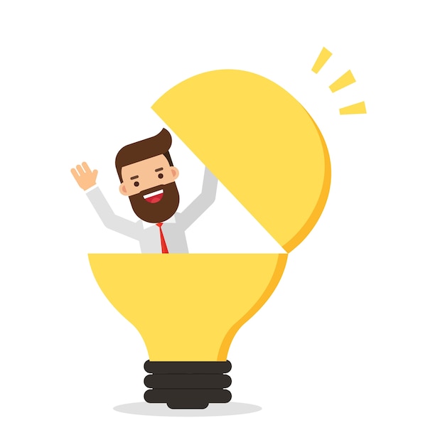 Businessman in a light bulb