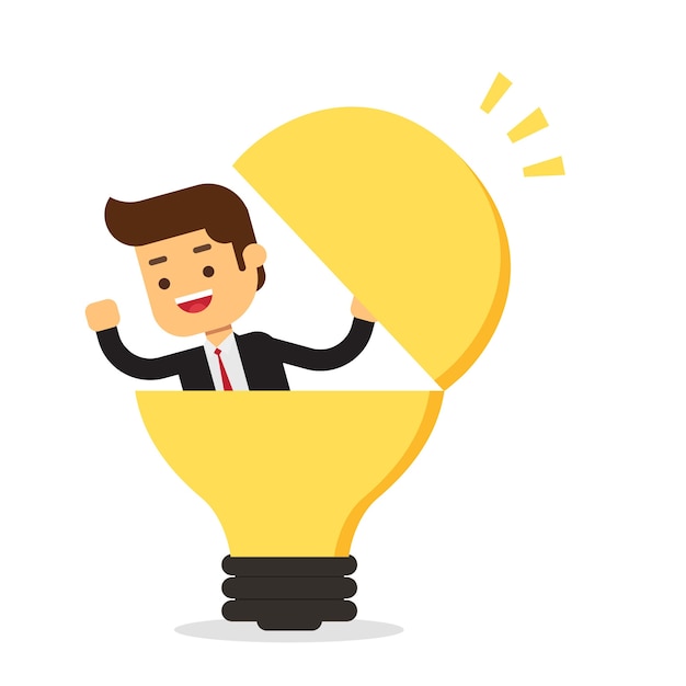 Businessman in a light bulb