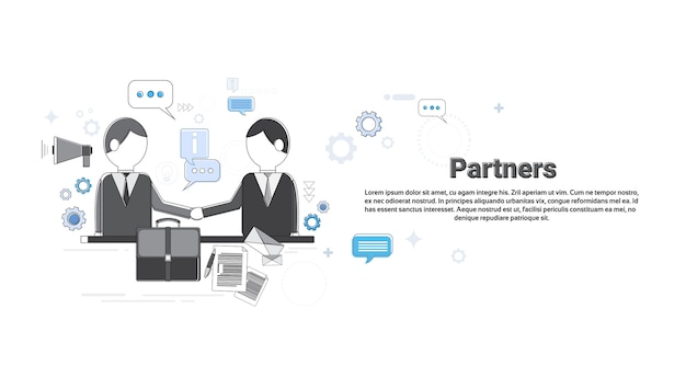 Businessman Partners Shake Hand Partnership Concept Business Web Banner Vector Illustration