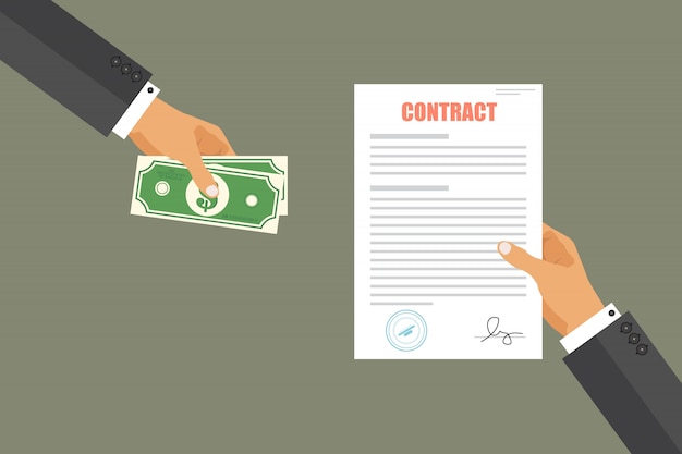 Businessman pay for contract illustration