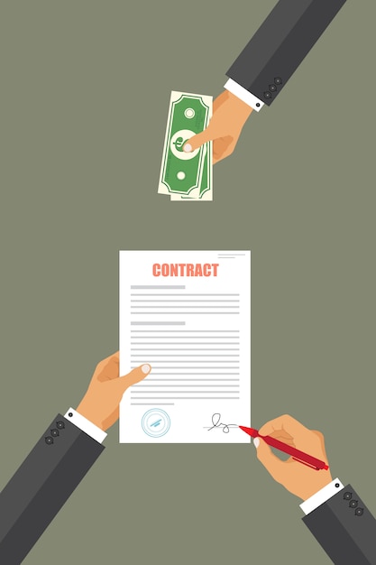 Businessman pay for contract illustration