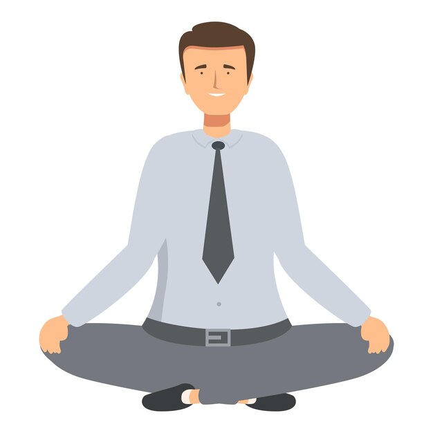 Vector businessman practicing meditation in office attire