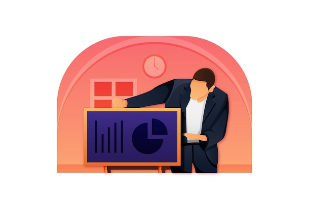 Businessman presenting work illustraion