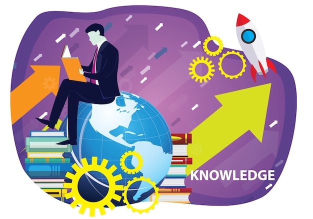 Businessman Reading  Books. Knowledge Business Education Concept