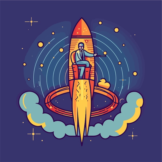 Businessman on a rocket vector illustration