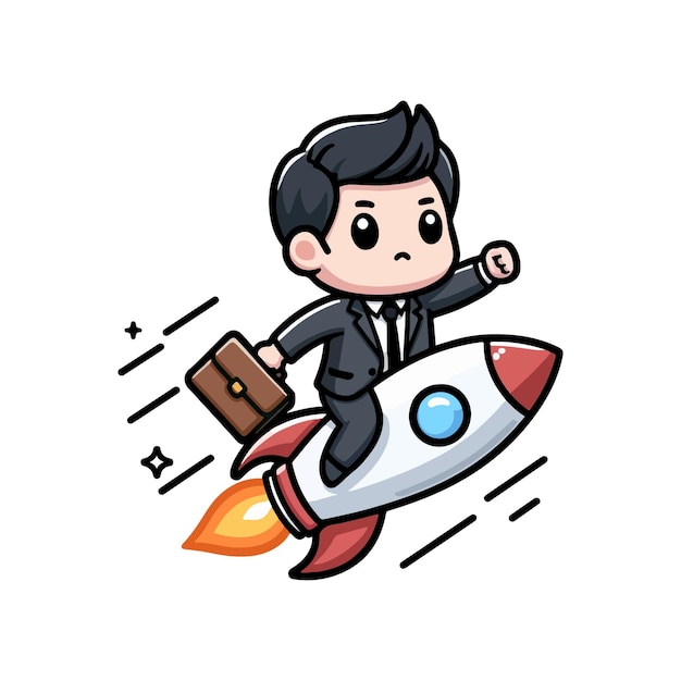 Businessman on a rocket