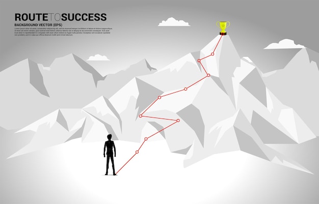 Businessman and Route to the top of mountain.