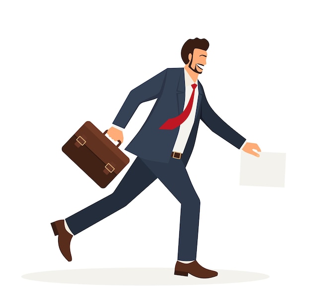 Businessman running extressed avatar character vector illustration design