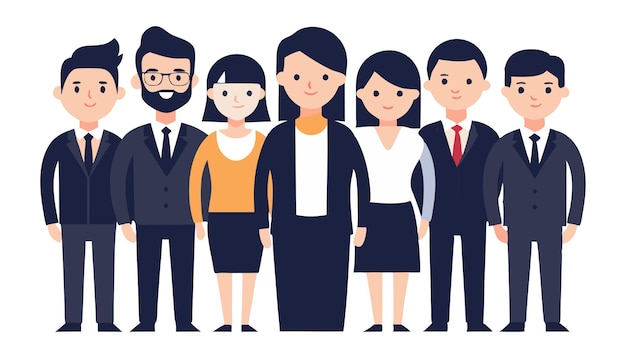 Vector businessman silhouette of diverse team standing together