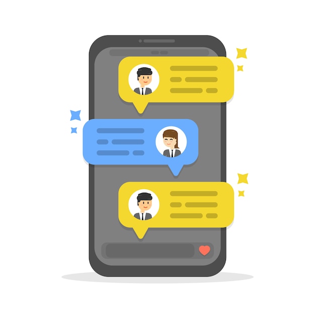 Businessman social chat, dialogue speech bubbles, social networks, chat