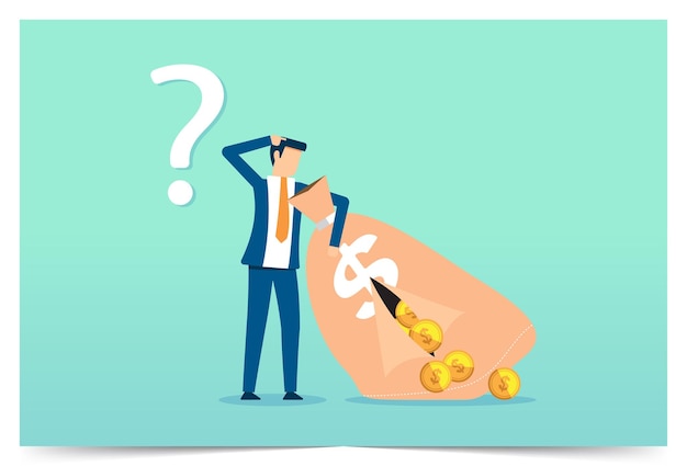 Businessman standing and thinking about question Vector illustration design