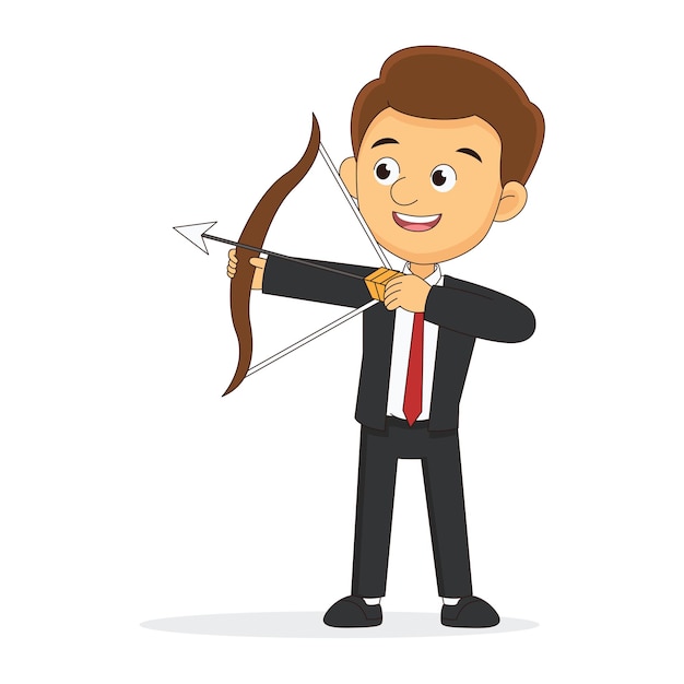 Businessman standing with bow and arrow