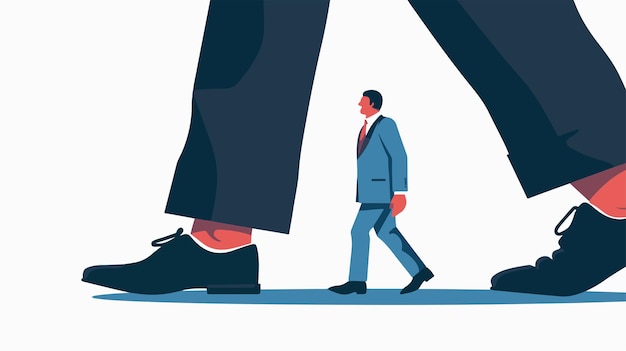 Businessman Stepping on Tiny Businessman Present Business Concept Illustration