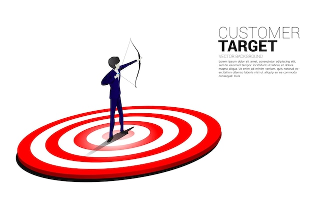 Businessman in suit shoot the arrow on dartboard Concept of perfect recruitment Human Resource put the right man on the right job