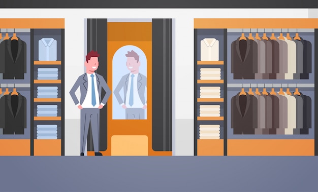 businessman trying on new business suit