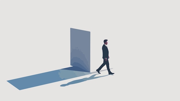 Businessman Walking in White Cube