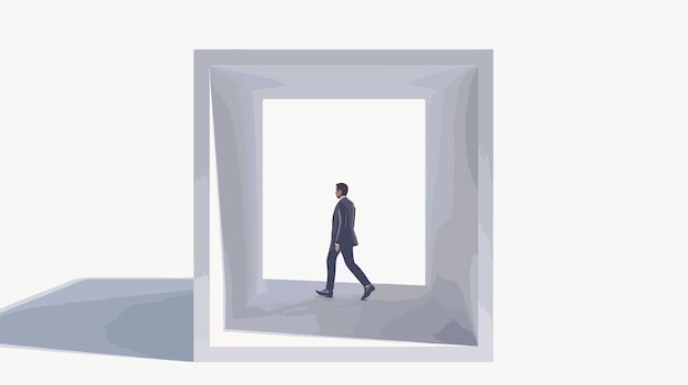 Businessman Walking in White Cube