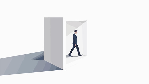 Businessman Walking in White Cube