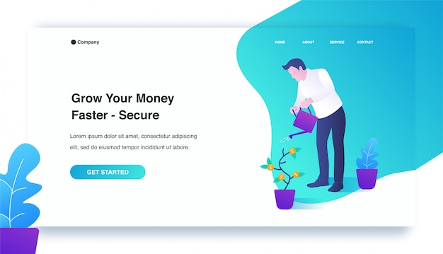 businessman watering money plants, concept for making money, invest