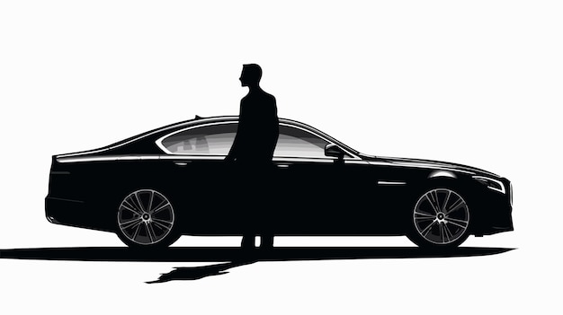 Businessman with Car Silhouette Vector Professional Image Usage