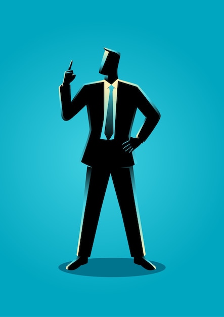 Businessman with a finger pointed up