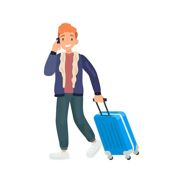 Businessman with suitcase flat icon Colored vector element from airport collection Creative Businessman with suitcase icon for web design templates and infographics