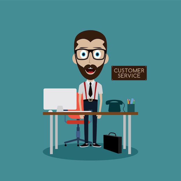 businessman working behind office desk vector art