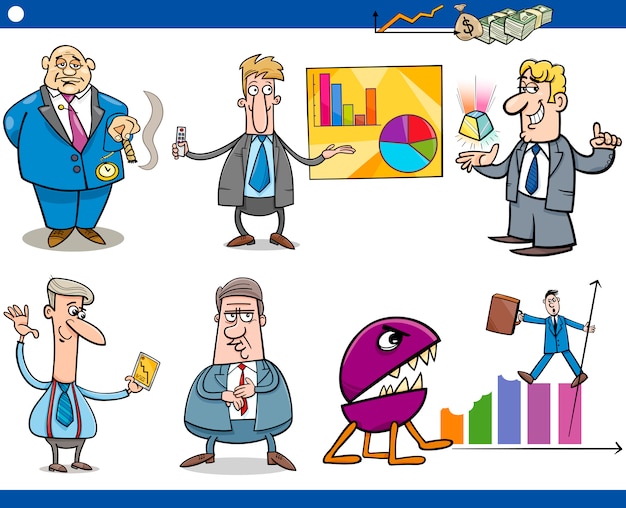 businessmen cartoon concepts set