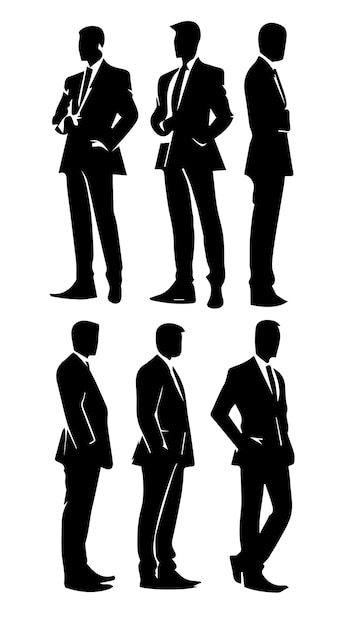 Businessmen Vector Silhouette Black Color Illustration