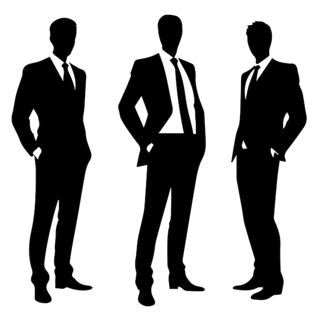 Businessmen Vector Silhouette Black Color Illustration