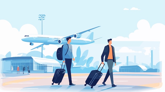 Businessmen Waiting at Airport with Luggage