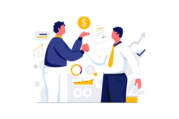 Businessmen Working Together Flat Vector